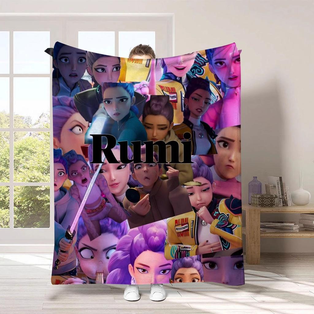 K-Pop D-emon H-unters Anime flannel blanket, suitable for home travel camping party gifts