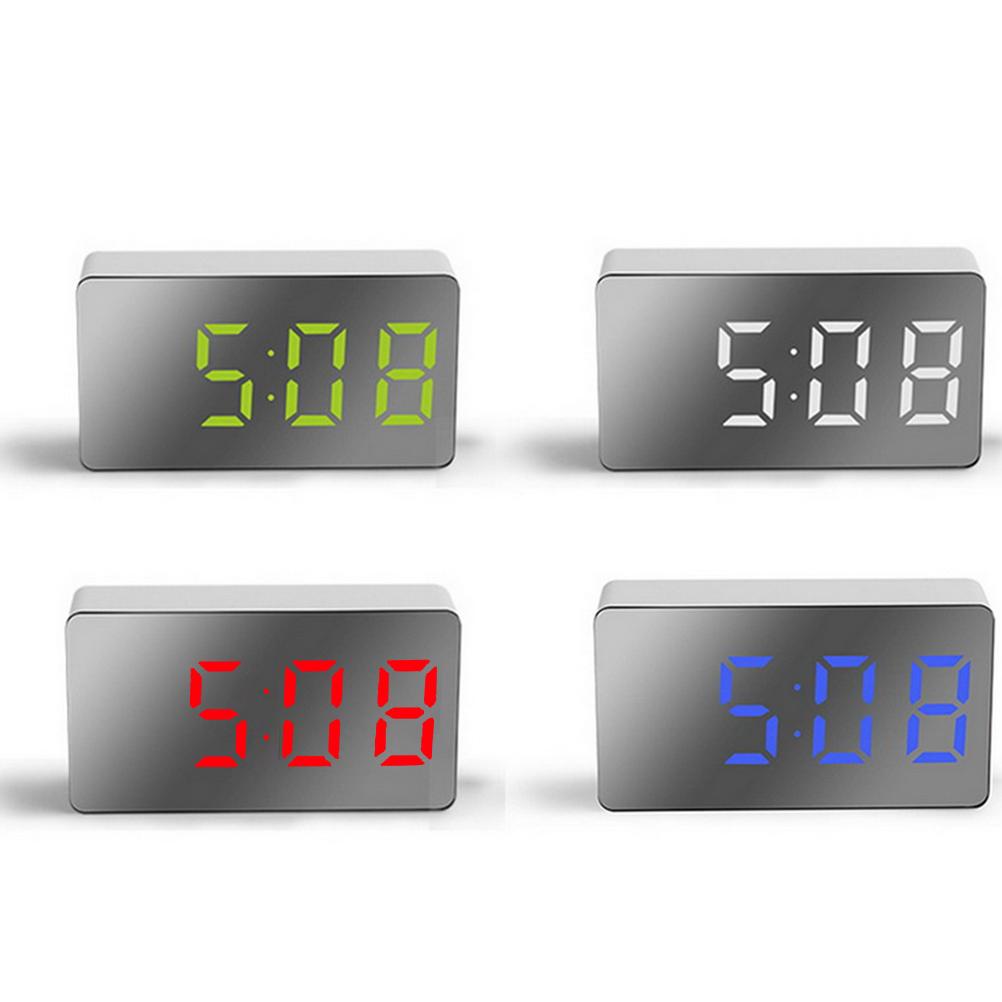 LED Mirror Alarm Clock Digital Alarm Clock Multifunctional Mini Electronic Alarm Clock for Bedroom Living Room Office