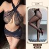 Sexy underwear women's sexy tight neck lace secretary uniform soft yarn hip skirt nightdress set A