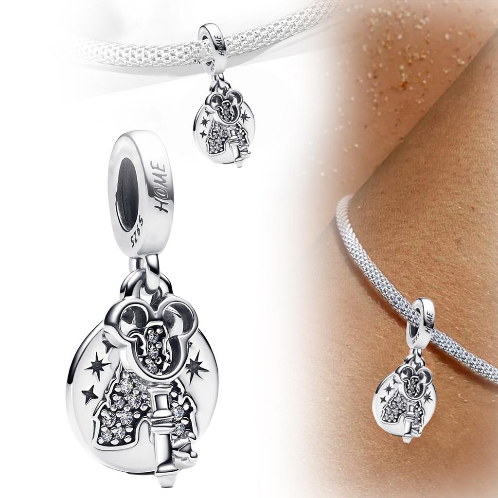 Mini Copper Mickey Mouse Hairband Car Safety Chain Clip Charm Bead Fit For Original Bracelet Diy Women'S Jewelry