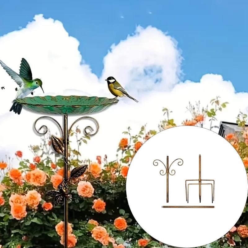 Large Frostproof Metal Bird Bath For Garden Outdoor Decoration Vintage Iron Water Bowl Wild Birds Feeder Easy To Clean