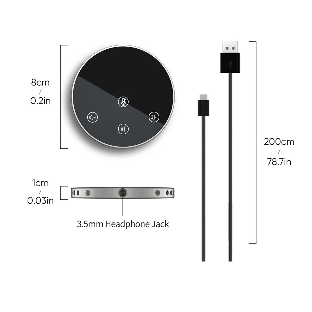 Desktop USB Conference Speakerphone Microphone 360 Degrees  Omnidirectional Condenser Plug & Play PC Computer Mic with