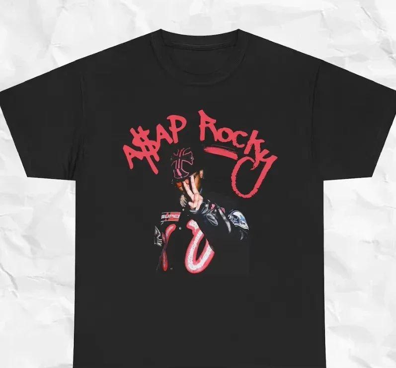 HIP HOP High Street Gothic Tees AAP Portrait Casual Harajuku Tops ASAP ROCKY Shortsleeved Tshirt Unisex