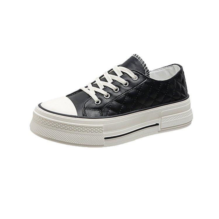 

обувь женская 2024 тренд Вулканизированная обувь женская обувь для скейтбординга повседневная обувь на плоской подошве женская мода комфорт кроссовки без застежек кроссовки на платформе 35 чёрный