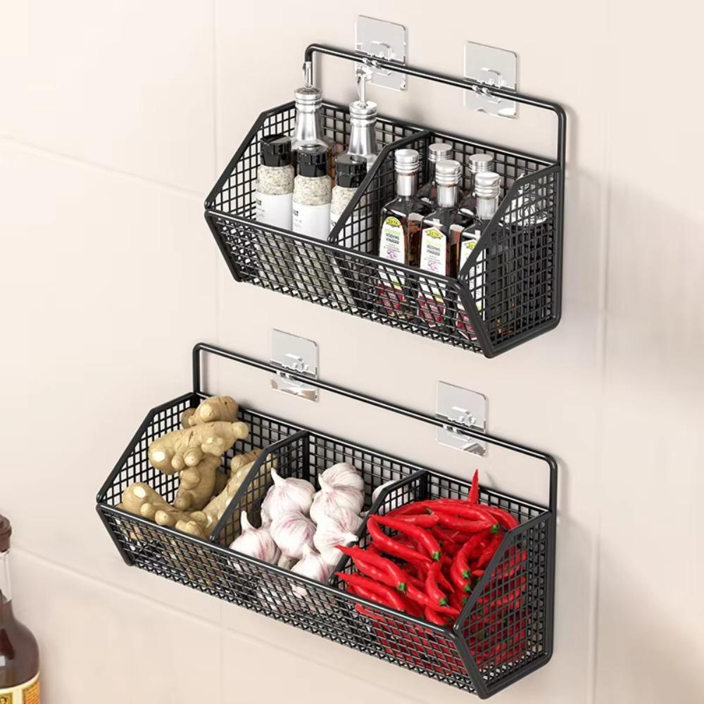 Carbon Steel Kitchen Storage Basket Punch-Free Onion Ginger Garlic Shelf  Condiments