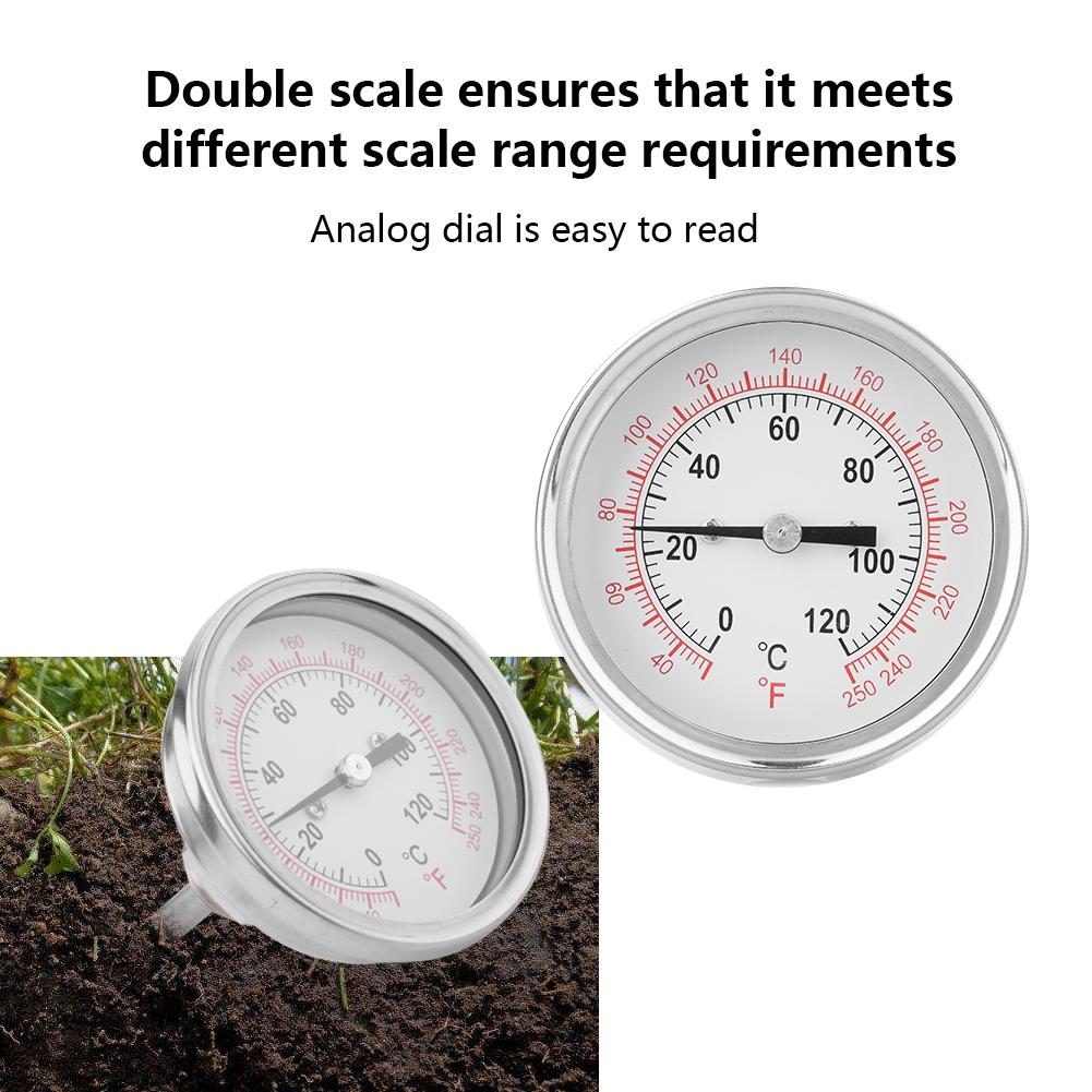 62mm 120 Celsius High Temperature Bimetal Thermometer Oven Grill BBQ Analog Dial Double Scale