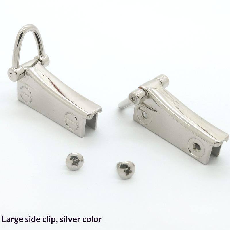 Bag Side Clip Buckle 1 Pair Metal D Ring Leather Strap Connector for Canvas Tote Handbag Hardware Accessories