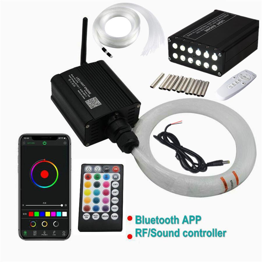 16W RGBW  Bluetooth APP RF Sound Control Fiber Optic Star Ceiling Meteor Light Kit
