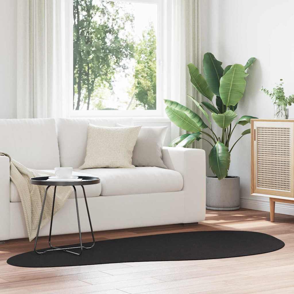 Area Rug HUARTE Black 100 X 200 Cm Polyester
