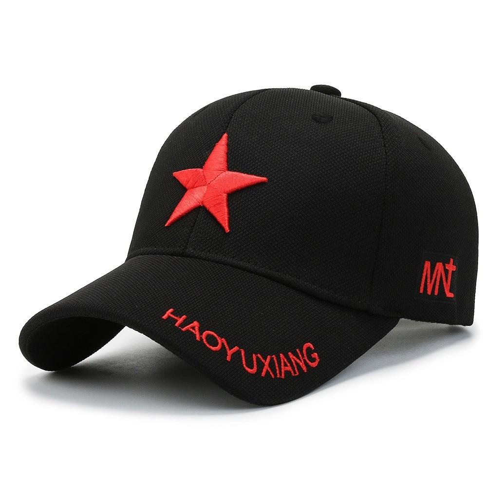 Spring Autumn Cotton Baseball Cap With Embroidered Star Pattern For Outdoor Sun Protection