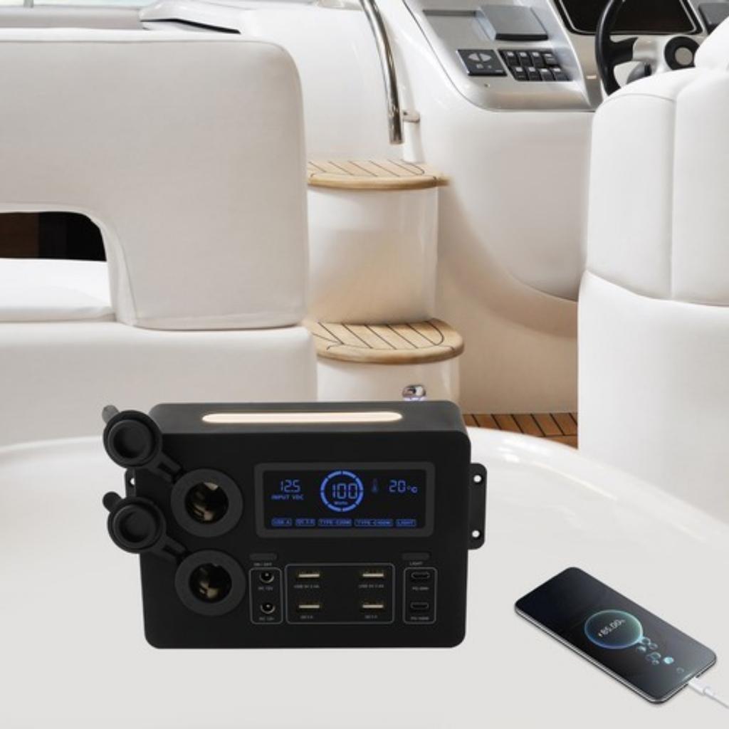 6.6in Wall-Mount Power Box, 50A Quick Connect Plug w/ LED Display, Multi-Port USB & DC12V Outlets for Mobile Power Distribution