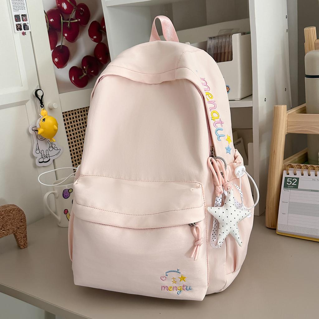 Schoolbag Schoolbag Women's Color Letter Embroidered Backpack New Vitality Sweet Sister Korean Atmosphere Student Party Shopping Backpack