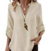 2025 Spring/Summer Women's Plus Size V-neck Loose Solid Color Shirt