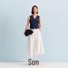 Veromoda Women's Cotton Blend A-Line Long Skirt with Detachable Belt