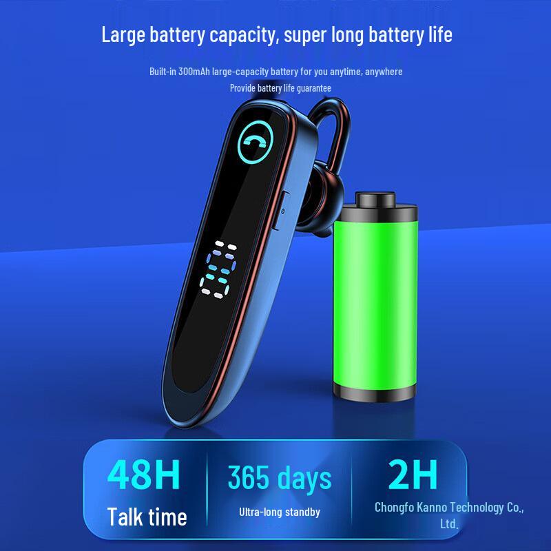 2025 Wireless Bluetooth Single Ear Hook Earphone with Long Battery Life - Ideal for Drivers and Deliveries