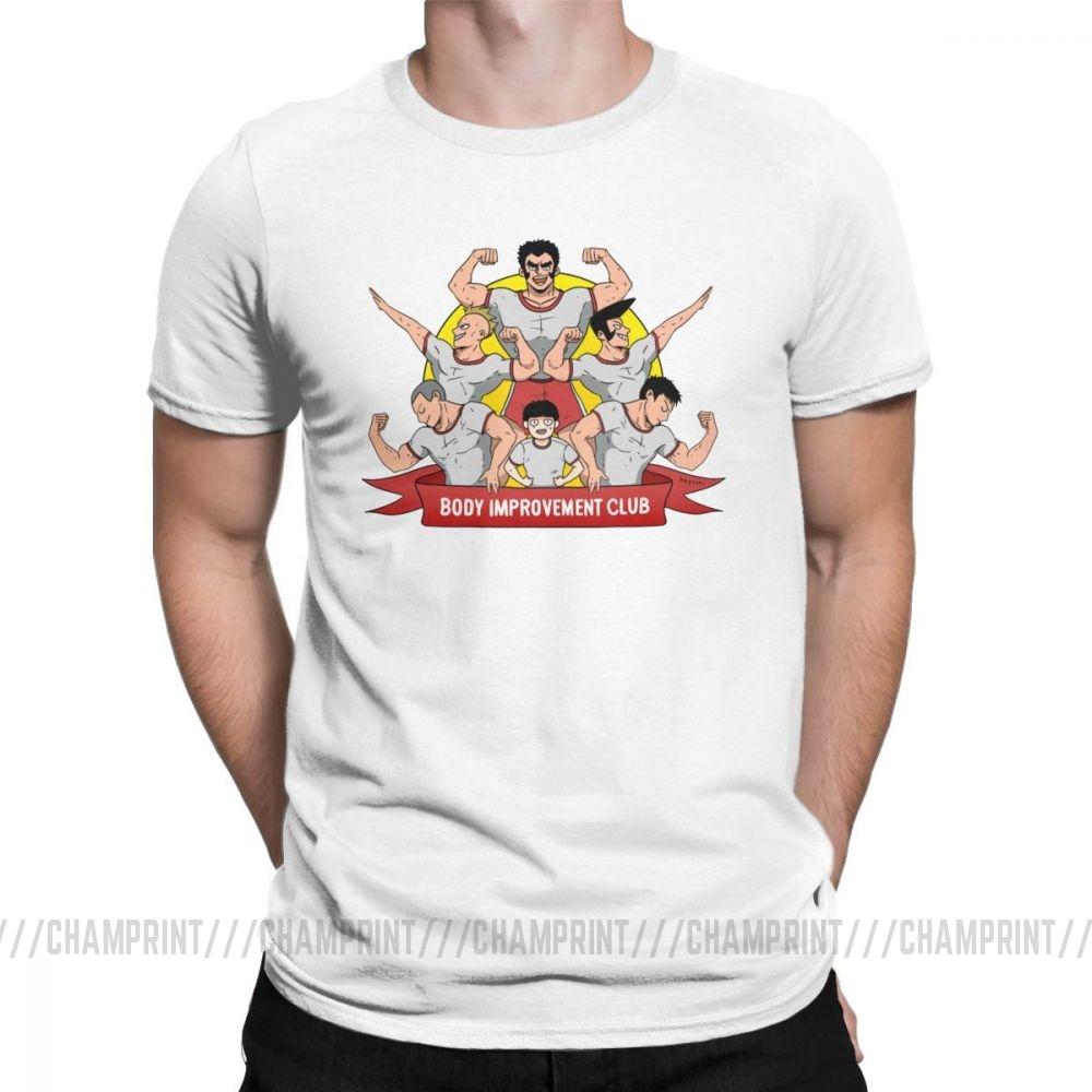 Herren S T-Shirt Mob Psycho 100 Körperverbesserungsclub Humor 100% Baumwolle T-Shirts Kurzarm