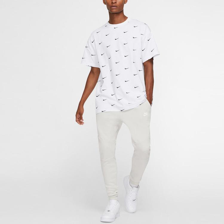 Nike All Over Swoosh Logo T-Shirt White Men Streetwear CK4094-100