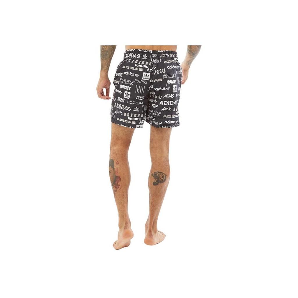 Adidas Originals Letter Mid-Rise Fitted Casual Shorts Men Shorts Black GK9706