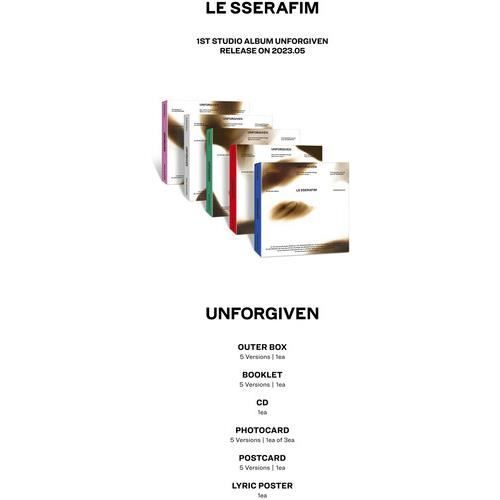 Le Sserafim - 1st Studio Album ‘UNFORGIVEN’ [COMPACT ver.] [COMPACT DISCS] With Booklet, Postcard, Photos, Poster