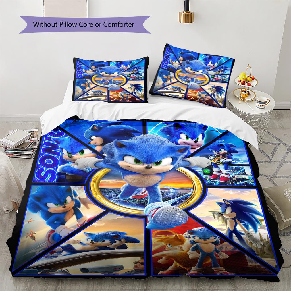 Flashy Hedgehog Pattern Bedding Quilt Set Quilt Cover Pillowcase Home Decoration Gift (1 * duvet cover + 2 * pillowcase, without core)
