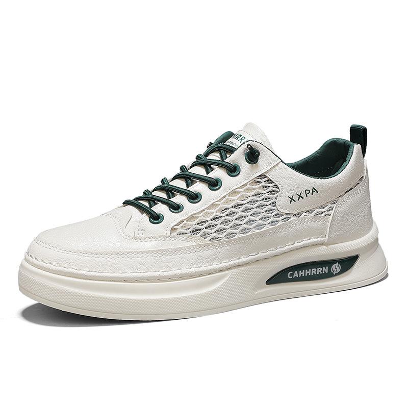 

Men s shoes summer breathable thin hollow mesh casual little white board shoes flat-soled feet low-top student sports mesh shoes 44