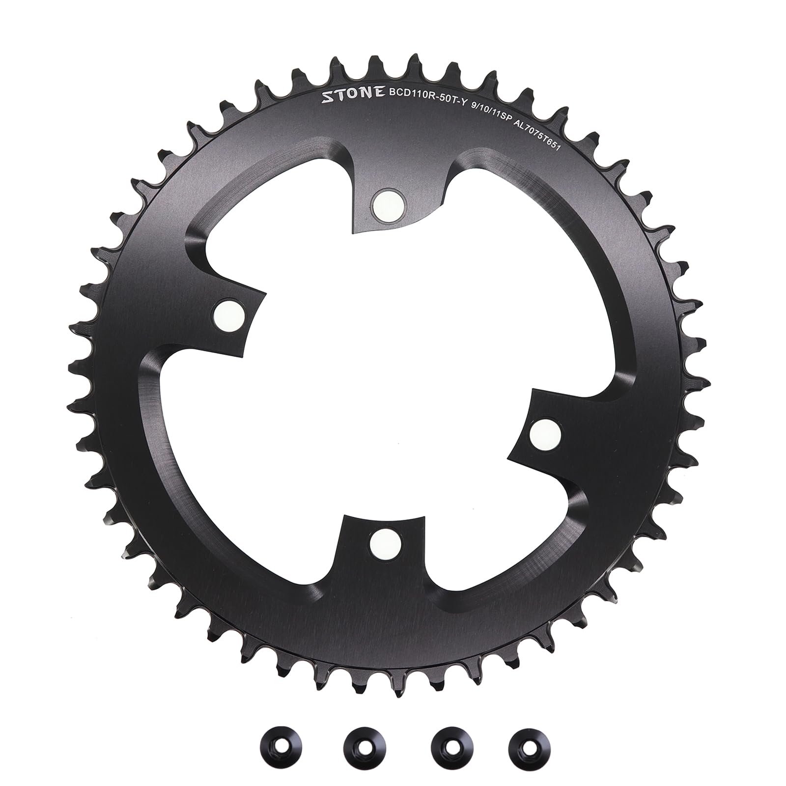STONE Round Single Chainring, 110BCD, for R7000, R8000, R9100, Narrow/Wide 34 teeth