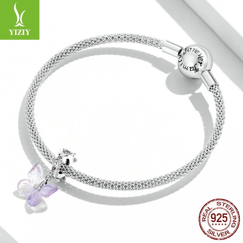 Glazed Butterfly Diy Bracelet Beaded, Dream Girl Sterling Silver Pendant Accessories Scc2087