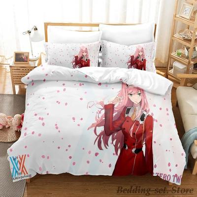 Kawaii Darling In The Franxx Bettwäsche-Set Einzelbett Twin Full Queen King Size Bettset Aldult Kinder Schlafzimmer Bettdecken-Sets Anime