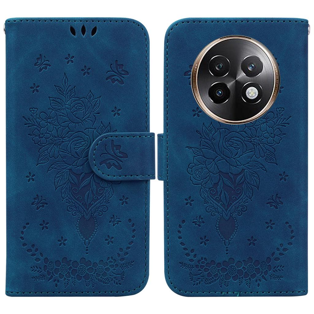 For Realme 13+ 5G Case PU Leather Wallet Phone Cover Butterfly Flower Imprint
