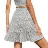 Women's High Waist Ruffle Floral Half Skirt Printed Beach A-line Short Skirt