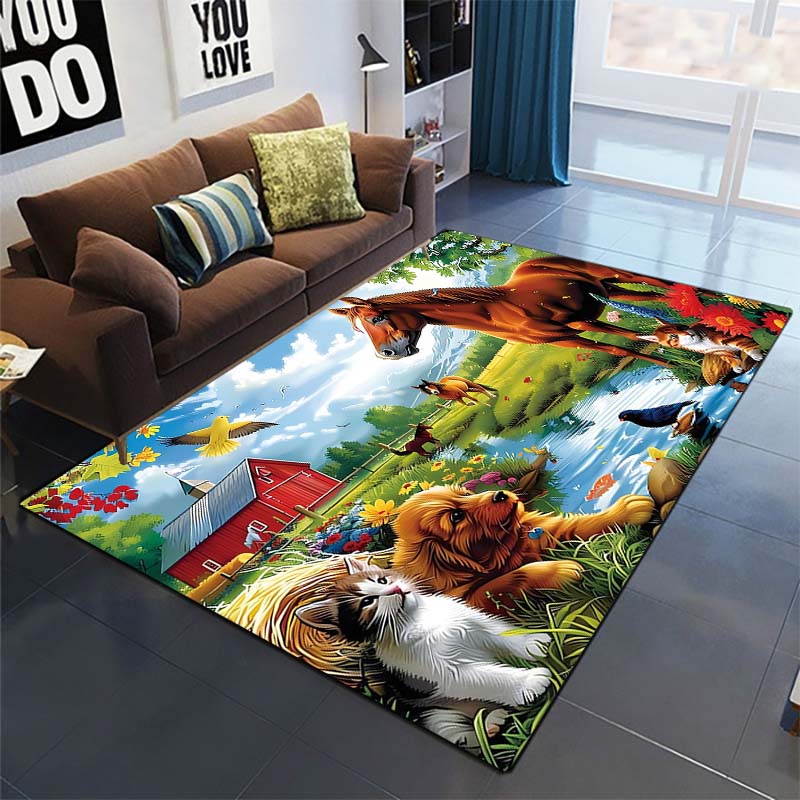 

Farm Dog Cat Animal Area Rug, Countryside Decor Mat 40x60cm( 15x23in )