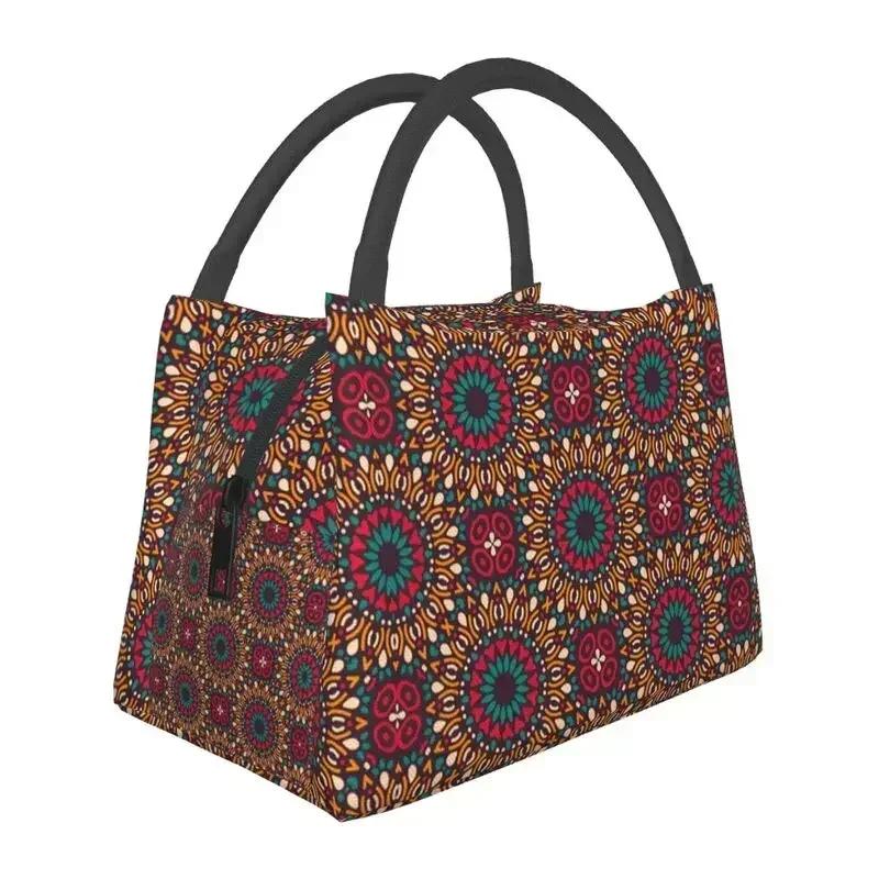 Kizomba Samakaka Ankara Print Insulated Lunch Bag for African Pattern Wax Design Cooler Thermal Bento Box Office Picnic Travel
