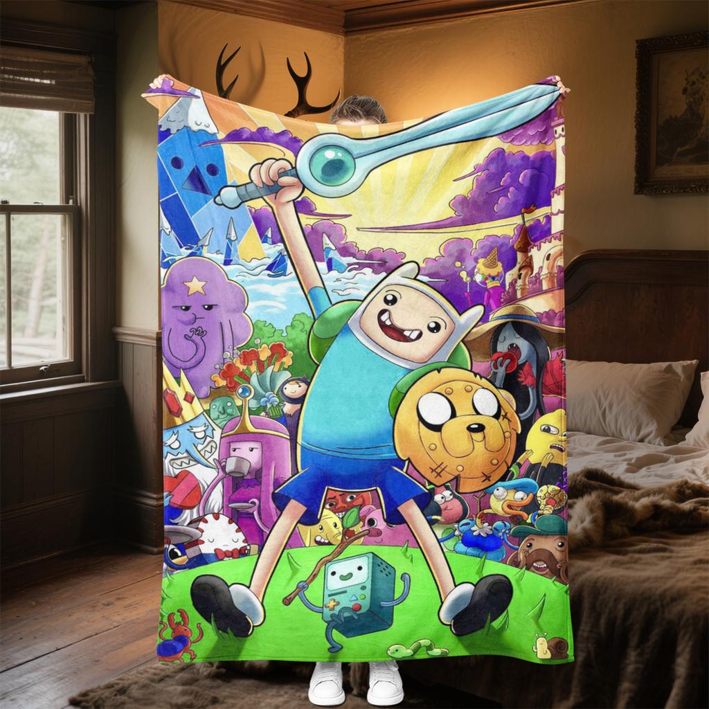 Adventure Time Characters Soft Comfortable All Seasons Blanket Sofa Office Naps Blanket Outdoor Travel Throw Perfect Gift
