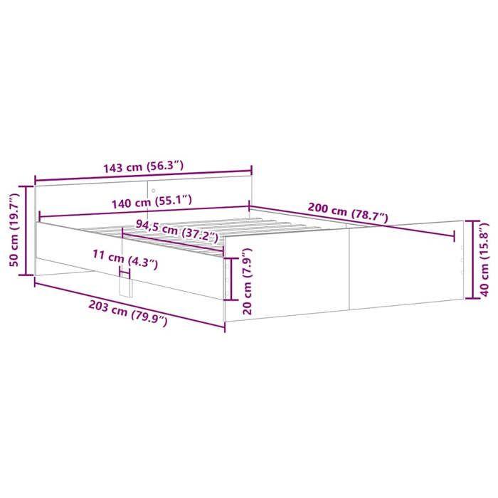 VidaXL Cadre de lit sans matelas vieux bois 140x200 cm bois ingénierie, meuble de chambre, sommier,, lit, lit double 3328740
