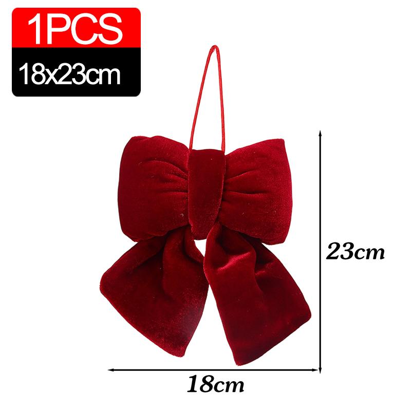 3/1PCS Large Red Velvet Christmas Bow Ornaments Xmas Tree Bowknot Hanging Pendant for Holiday New Year Party Gifts Decoration