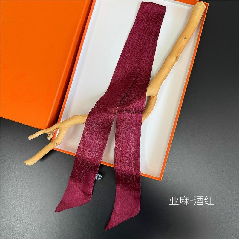 New monochrome women's decorative streamer wrapping bag ribbon solid color linen silk scarf small scarf headband scarf