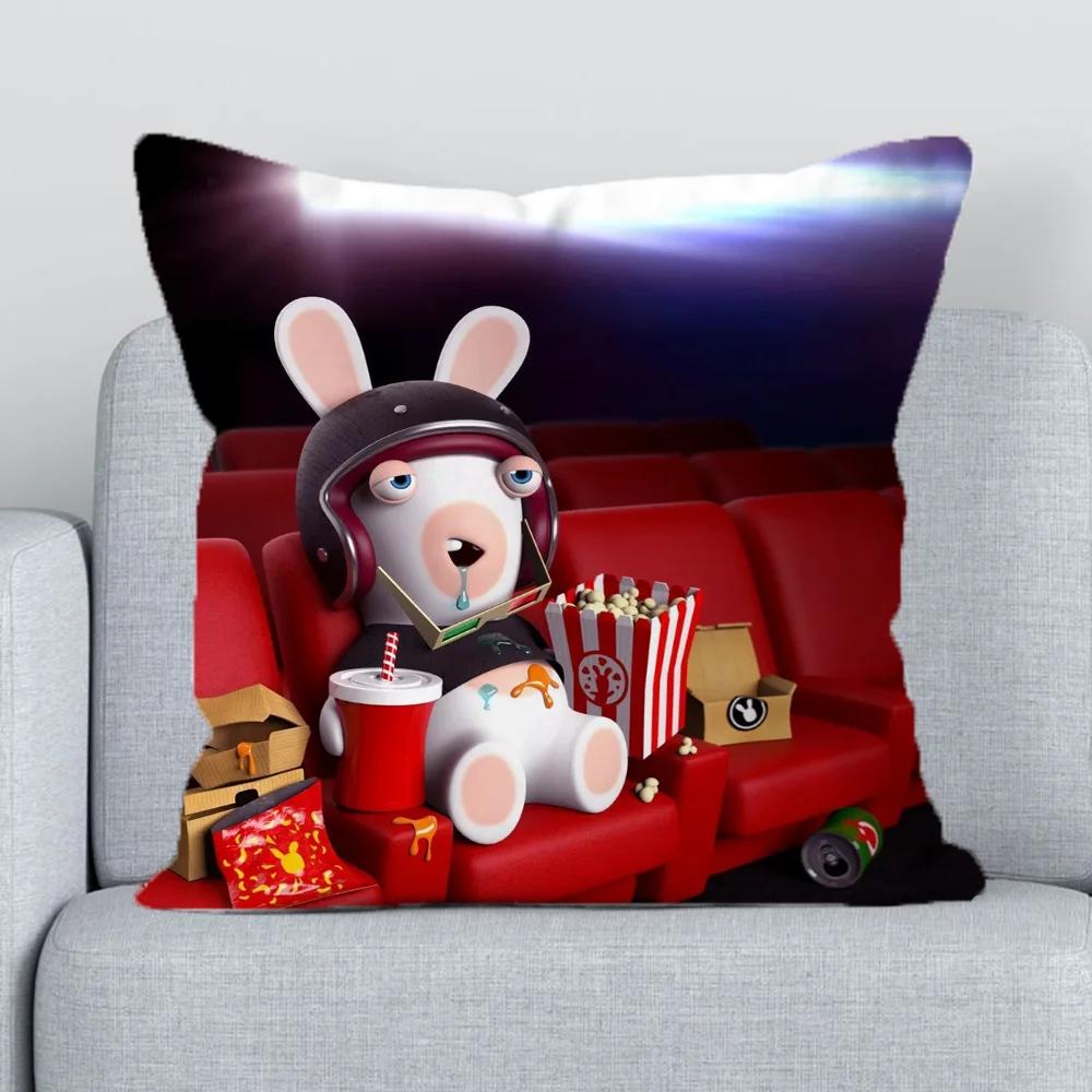 

R-raving Rabbids Short Plush Decorative Pillowcases 40x40 Sofa Cushion Cover 45x45cm Pillow Cases for Bed Pillowcase 45*45 45x45 12x12Inch