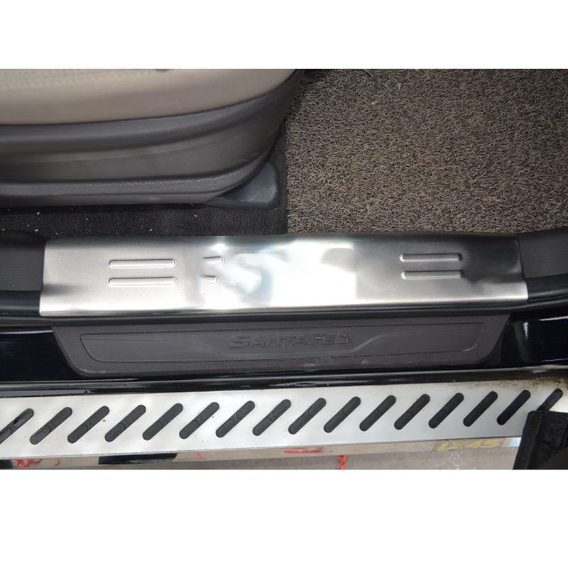 Pedal Inner Door Sill Scuff Plate Cover For Hyundai IX45 SantaFe 2013 2014 2015 2016 2017 2018 Trim Threshold Strip Accessories