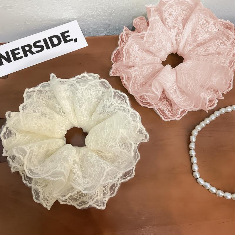Ballet Style Lace Scrunchie Mesh Hair Tie for Women
