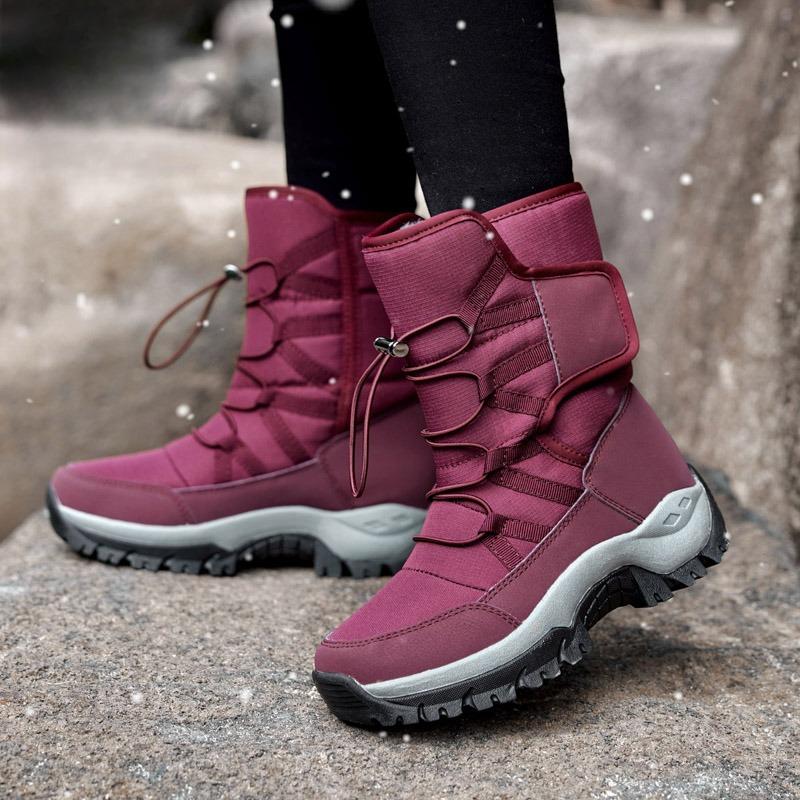 Plush Winter Snow Boots High-top Cotton Shoes Warm Outdoor Walking Hiking Shoes Unisex Anti-slip Boots Wear-resistant