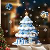 Indoor Outdoor Holiday Stickers Christmas Tree/Santa Claus Window Clings Blue PVC Waterproof Static Glass Stickers Tree Clings Winter Wall