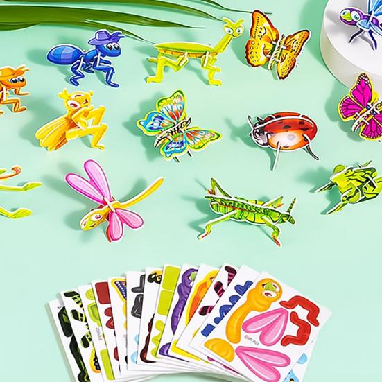 25Pcs/Set Kids 3D Puzzle Toy Cartoon Animal Dinosaur Airplane Cognition 3D Jigsaw Assembly Educational Game Kit Toddlers Boys Girls Gift