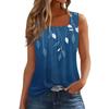 Women's Pleated Square Collar Sleeveless Vest Print T-shirt