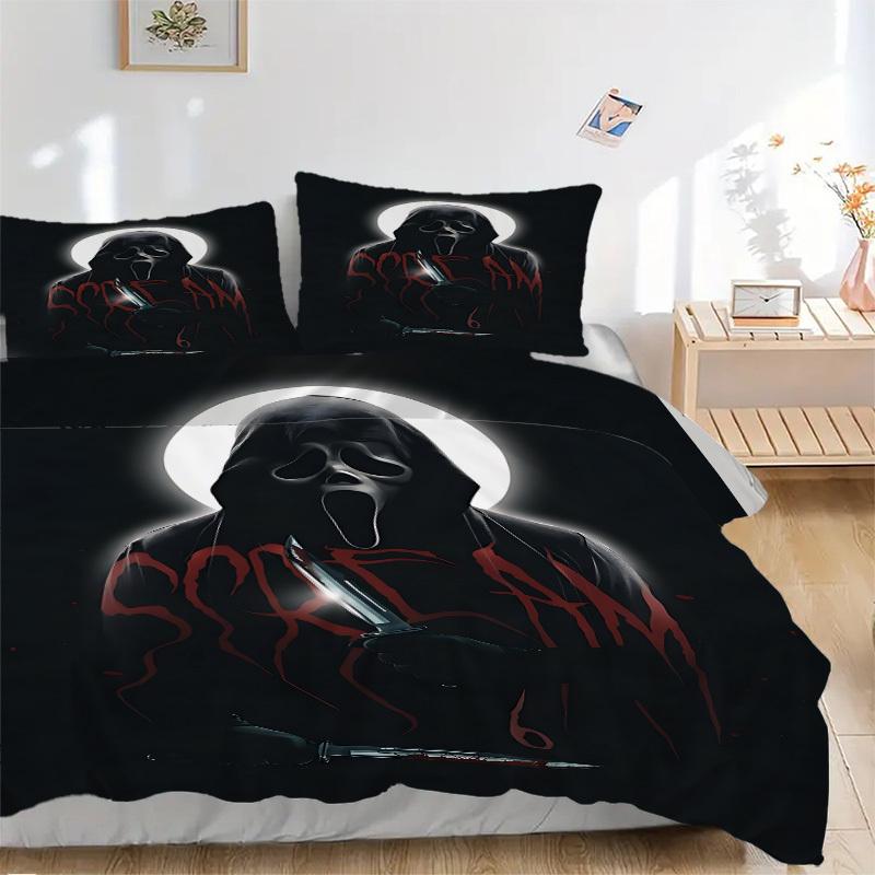 

3pcs Scream Comforter Set - Four Seasons Home High,Machine Washable Bedspread with Pillowcases (No Filling) yy250909037 135x200cm