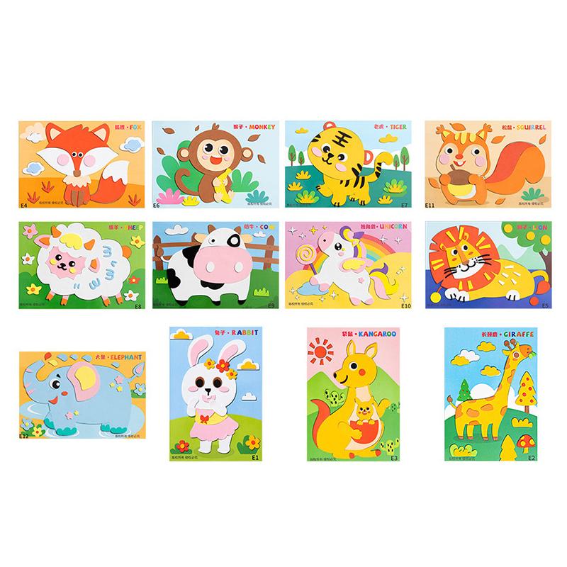 12 Pcs/Set Children's 3D EVA Stickers Kindergarten Boys and Girls Educational Handmade Sticker Paper Craft DIY Material Kit Toy