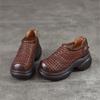 Johnature Thick Soled Height Increasing Genuine Leather Woven Sandals Hollow Breathable Women's Platform Shoes