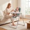 Folding High Chair, 6-36 Months, Adjustable Height, Double Washable Tray, Wheels, Green