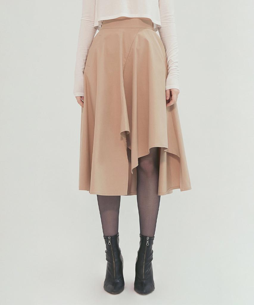 MONOPHOBIA Skirt With Asymmetrical Cutting Detail Beige