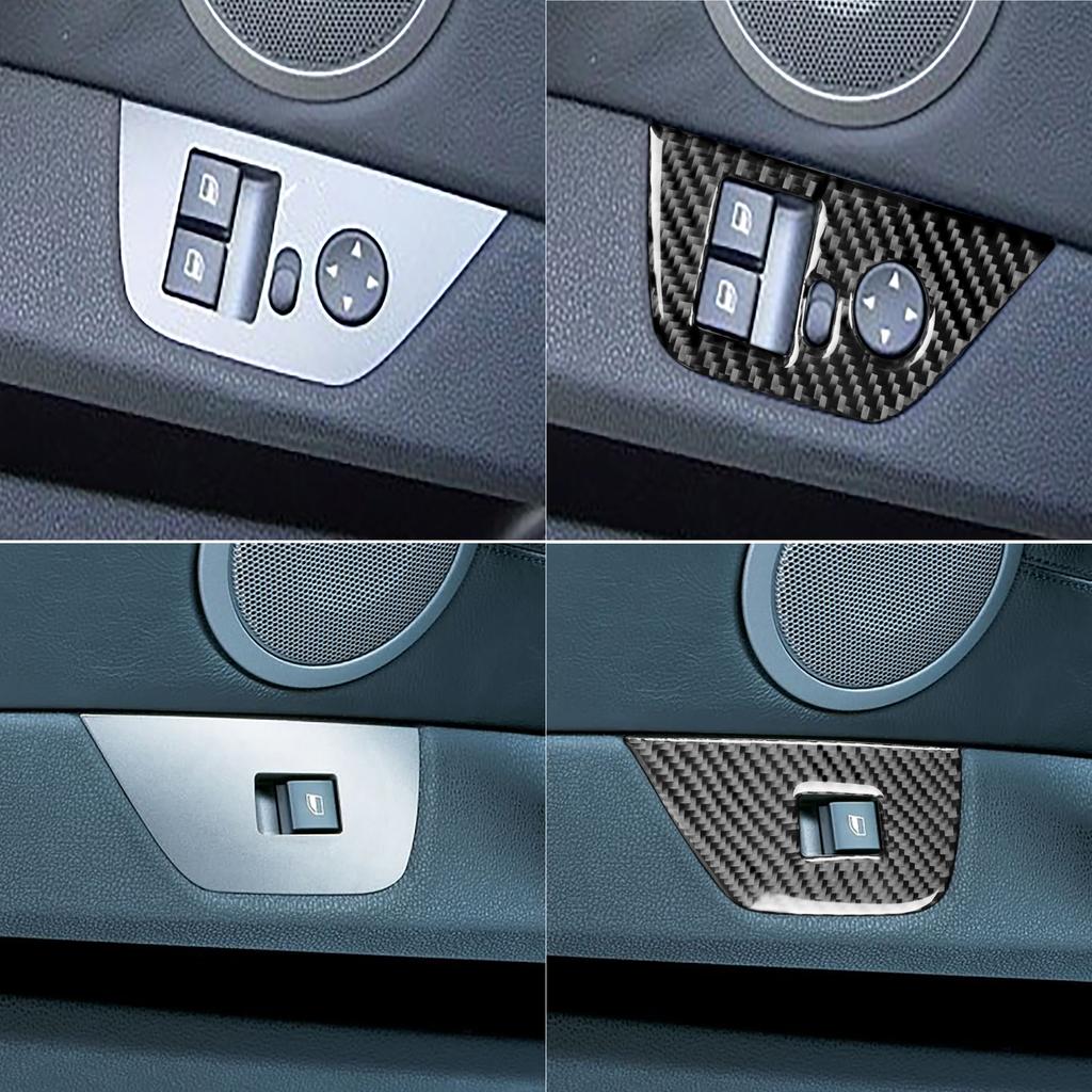 Carbon Fiber Side Door Window Switch Lifter Button Cover Interior Trim Sticker For BMW Z4 E85 E86 2003 2004 2005 2006 2007 2008