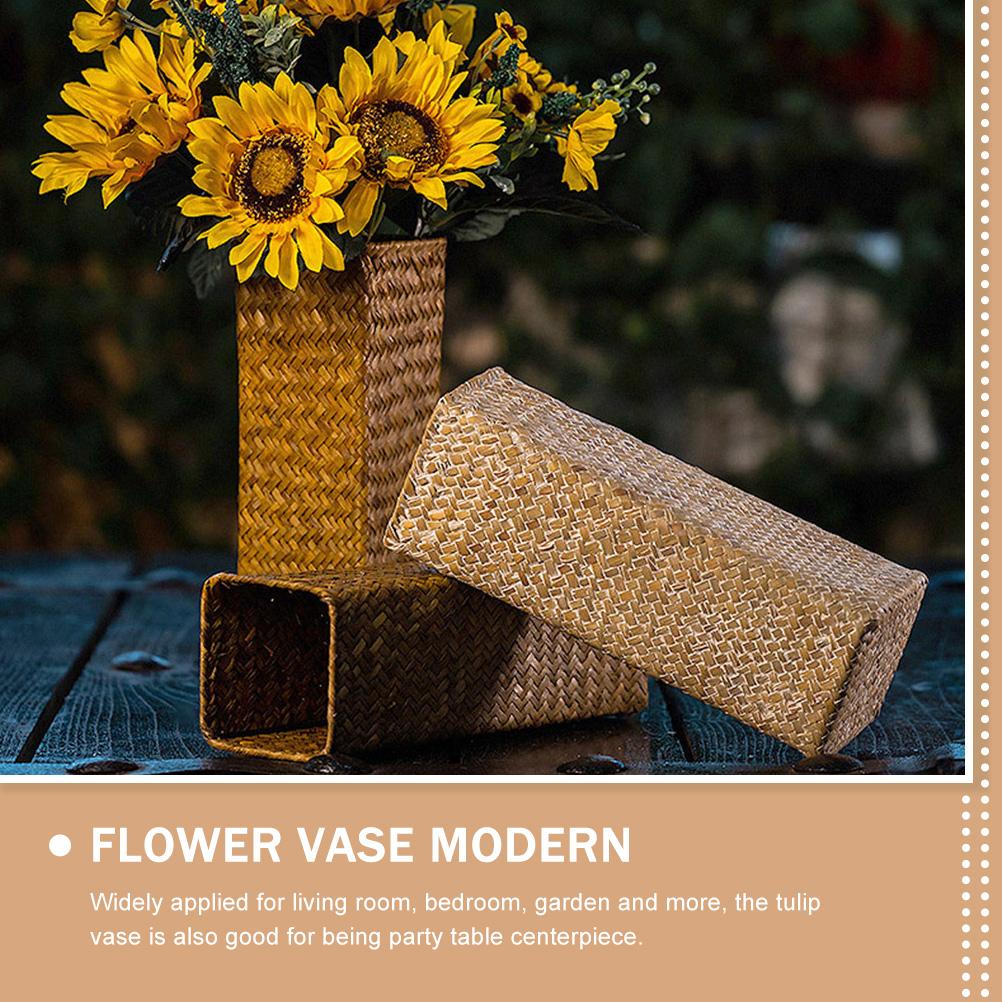 Schöner Halter Kleine Vase Blume Moderner Blumentopf Korb Tulpe Seetang Hoch Weide für Blumen Gewebt